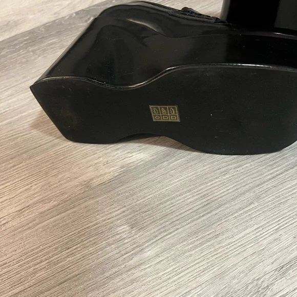 Jeffrey Campbell Square Toe Black Platform Wedge Loafers - Picture 4 of 8